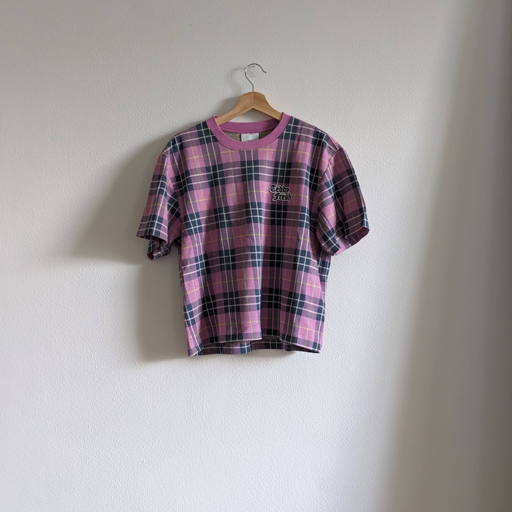 Teddy Fresh Pink and Blue Plaid Tee